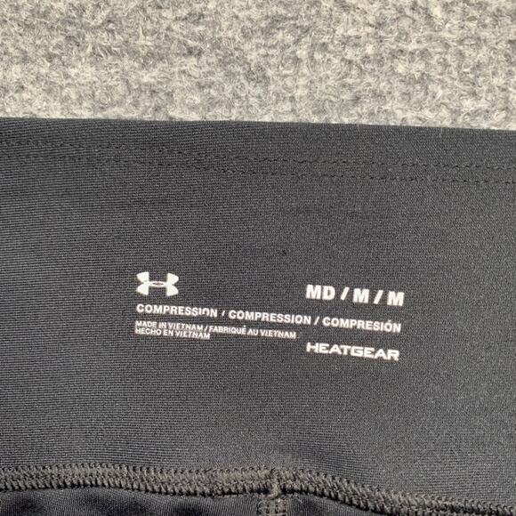 Under Armour Leggings Womens M Medium Black Compression Heatgear High Rise Yoga - Picture 6 of 13